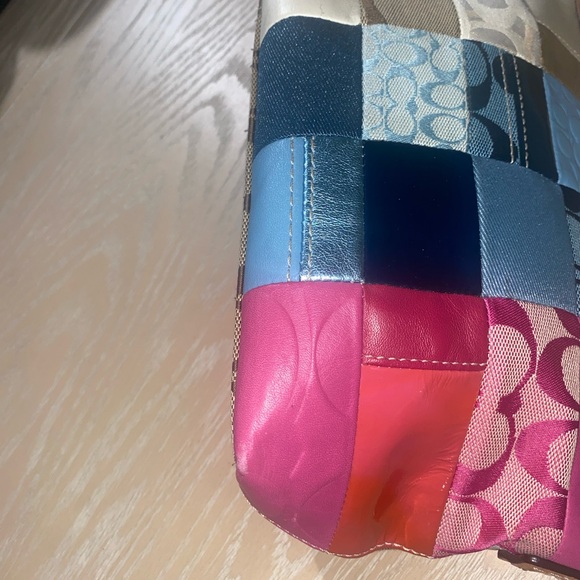 Coach Patchwork Signature Collection Pink, Blue, and Tan combo Shoulder bag - Picture 13 of 15